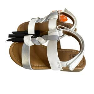 WONDER NATION Girls Size 7 Strap Braided Sandals 2.0 Faux Leather White New